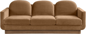 Meridian Furniture Diviento Sculptural Velvet Sofa with Walnut Base for Modern Contemporary Living Rooms Saddle 175Saddle-S