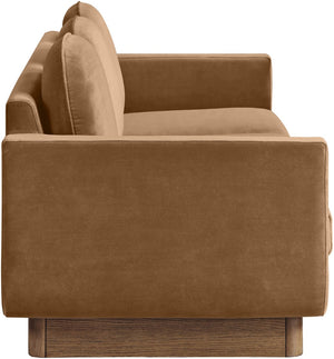Meridian Furniture Diviento Sculptural Velvet Sofa with Walnut Base for Modern Contemporary Living Rooms Saddle 175Saddle-S