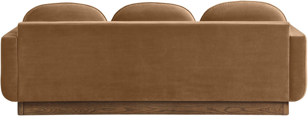 Meridian Furniture Diviento Sculptural Velvet Sofa with Walnut Base for Modern Contemporary Living Rooms Saddle 175Saddle-S