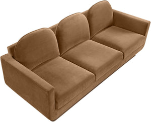 Meridian Furniture Diviento Sculptural Velvet Sofa with Walnut Base for Modern Contemporary Living Rooms Saddle 175Saddle-S