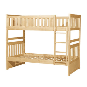 English Elm Bunk Bed Twin Over Pine Wood Frame with Guard Rails for Kids Shared Bedroom B011S02410