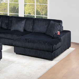 English Elm Contemporary 7 Piece Modular U Shaped Sectional Sofa in Plush Black Corduroy with Usb Port B011S02236