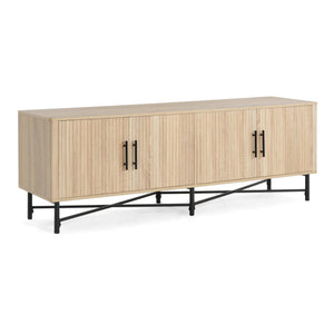 English Elm Christopher Knight Home® - Functional TV Cabinet with 4 Doors and Adjustable Shelves, Cable Management, Sturdy 66" Media Console Natural N779P296236N