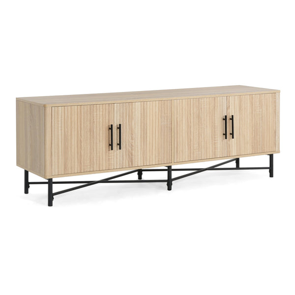 English Elm Christopher Knight Home® - Functional TV Cabinet with 4 Doors and Adjustable Shelves, Cable Management, Sturdy 66" Media Console Natural N779P296236N