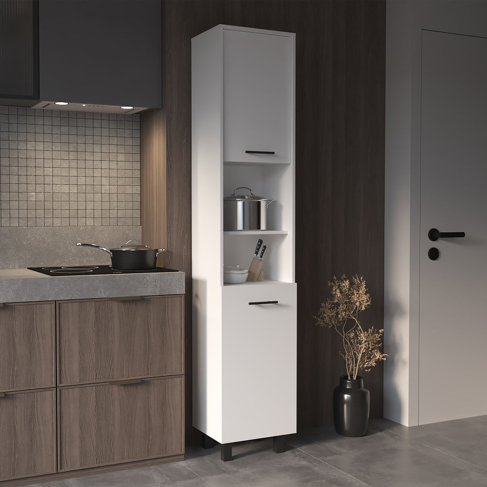 English Elm Thorndike Wall-Mounted 8-Bottle Rectangle Bar Cabinet with Two Doors and Space-Saving Design for Home White B06280433