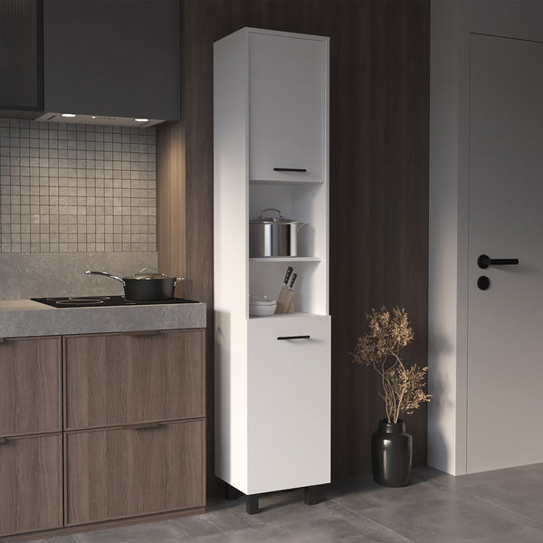 English Elm Thorndike Wall-Mounted 8-Bottle Rectangle Bar Cabinet with Two Doors and Space-Saving Design for Home White B06280433