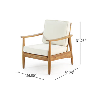 English Elm Christopher Knight Home® - Club Chairs Laurent Teak Finish Acacia Outdoor Chair, 500lb Capacity, Weather-Resistant Slat Design, Thick Cushion 68624.00BGE