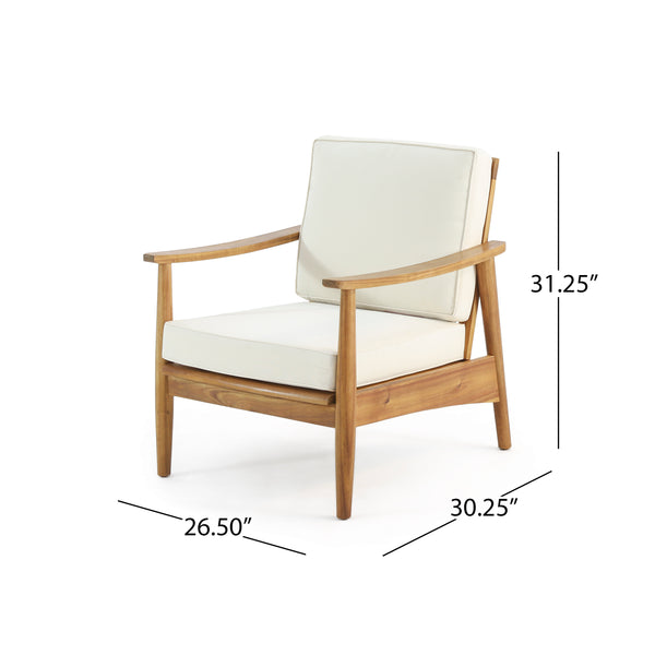 English Elm Christopher Knight Home® - Club Chairs Laurent Teak Finish Acacia Outdoor Chair, 500lb Capacity, Weather-Resistant Slat Design, Thick Cushion 68624.00BGE