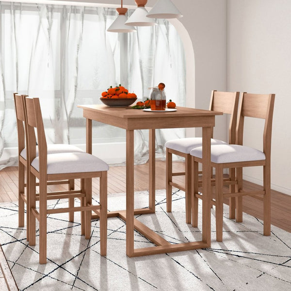 English Elm Topmax Farmhouse Counter Height Dining Set Seats Four with Cushioned Chairs Acacia Veneer SP000230AAD