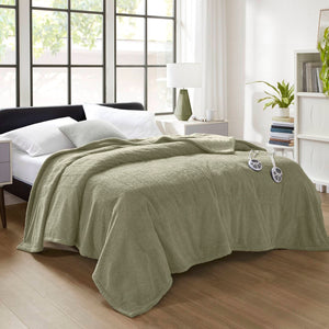 English Elm 1 Twin Faux Feathersoft Electric Blanket with 10 Heat Settings and Auto Shutoff Sage B035P319618