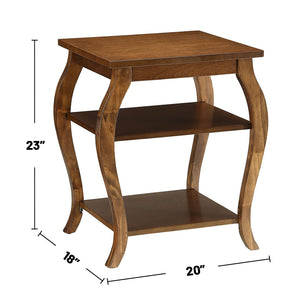English Elm Square Modern Reversible End Table with Two Open Shelves for Flexible Storage and Stylish Living Room Walnut B016P310259