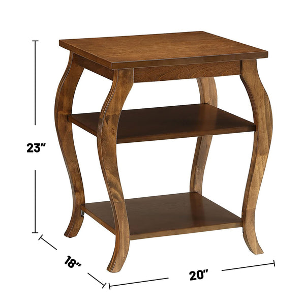 English Elm Square Modern Reversible End Table with Two Open Shelves for Flexible Storage and Stylish Living Room Walnut B016P310259