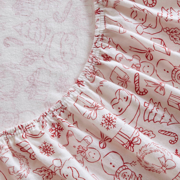 JLA Home Intelligent Design - 100% Cotton flannel sheet set with pigment-dyed vintage color, ultra-soft warmth, breathable comfort Holiday Doodles ID20-2511