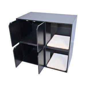 English Elm 35.83" Modern Black Cat Litter Box Enclosure with Durable PB/MDF Build and Corrugated Scratch Pad W1412P271585