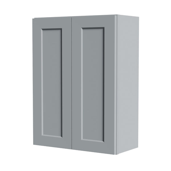 English Elm Gray Shaker Wall Cabinet Solid Wood Double Door Storage with Soft Close Hinges W5662P465941