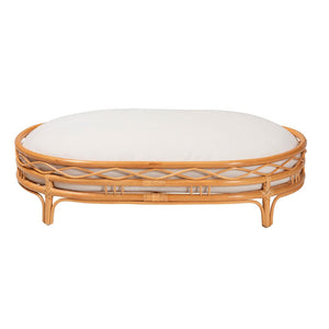 English Elm Bohemian Natural Rattan Oval Pet Bed with Geometric Lattice Frame and Washable Cushion B2750P467631
