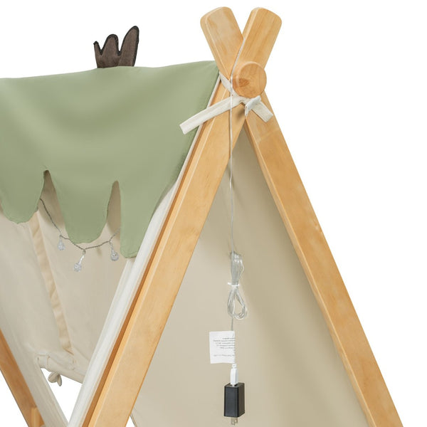 English Elm Twin Cabin Bed with Detachable Tent Skylight and Woodland Deer Antler Accents White N708P356716K