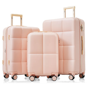 English Elm Luggage Set of 3 Abs Hard Shell Suitcases with Spinner Wheels and Built in Cup Holder Pink N726P296016P