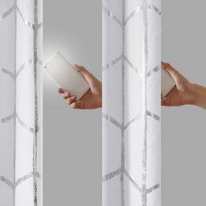 English Elm Total Blackout Metallic Print Grommet Curtain Panel - Stylish Insulation & Light Control Upgrade B03596335-GIGA