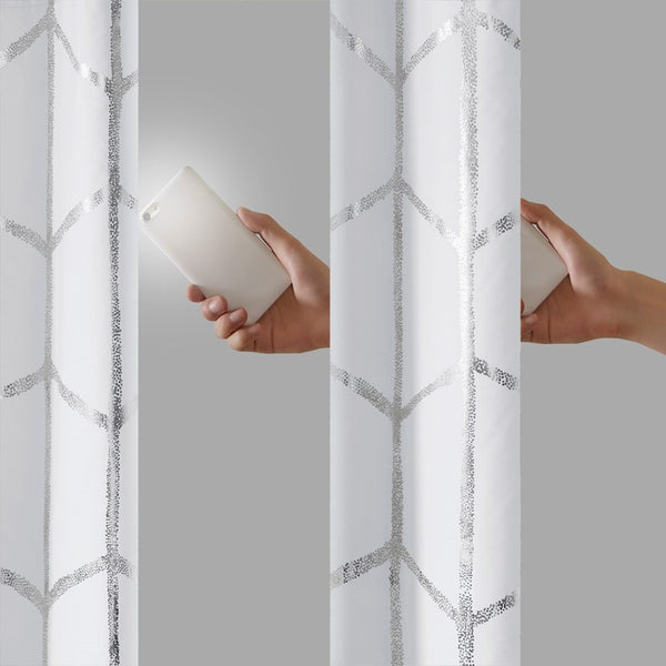 English Elm Total Blackout Metallic Print Grommet Curtain Panel - Stylish Insulation & Light Control Upgrade B03596335-GIGA