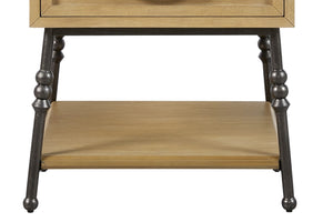 English Elm Accent End Table with Hickory Veneer Open Shelf and Drawer for Modern Living Rooms B2699P447485