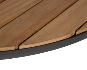 Sunpan RIMINI Modern Round Coffee Table with Teak Top & Aluminum Frame for Indoor/Outdoor Living Spaces 109511