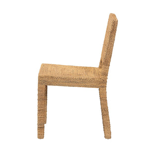 English Elm Bohemian Handwoven Kubu Rattan Mahogany Wood Dining Chair Organic Eclectic Style B2750P467724