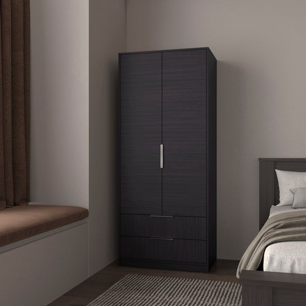 English Elm Trappe Black Armoire Cabinet for Bedroom & Office — Stylish Engineered Wood, Durable, Organized Storage B092S00297