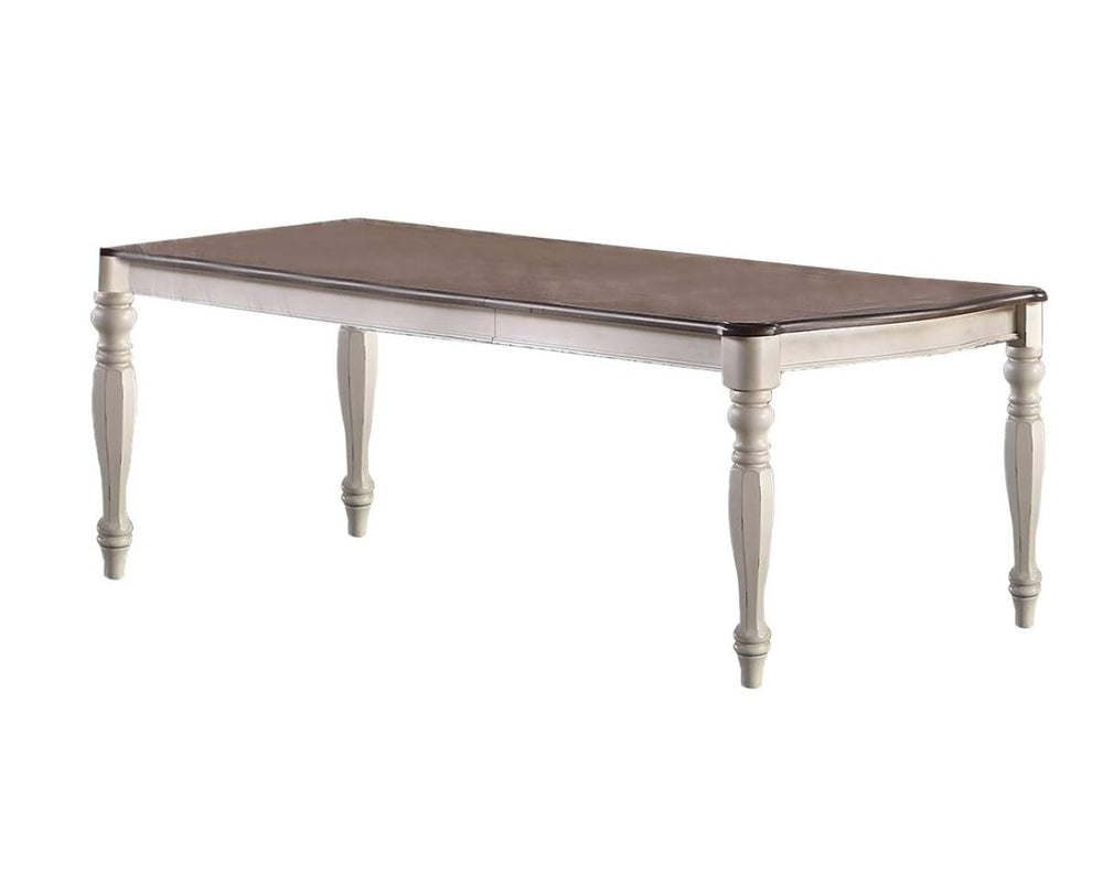 English Elm Transitional Oak Veneer Extendable Dining Table Seats 8 with Antique White Base B011P222503