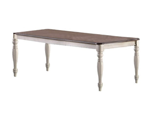 English Elm Transitional Oak Veneer Extendable Dining Table Seats 8 with Antique White Base B011P222503