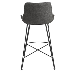 EuroStyle Alisa Two-Tone Upholstered Counter Stool with Matte Black Steel Base for Kitchen Islands 17647DKGRY