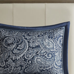 English Elm 5 Piece Aubrey Reversible Jacquard Bedspread Set King with Paisley Motif, Gold Sheen, Quilted Elegance Navy 22.83 L x 18.11 W x 7.48 H B03597644