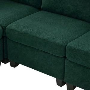 English Elm UNITED Modular 6-Seat Sectional Sofa with Removable Ottoman, Storage Compartments, Convertible Comfort Emerald W1568S00244