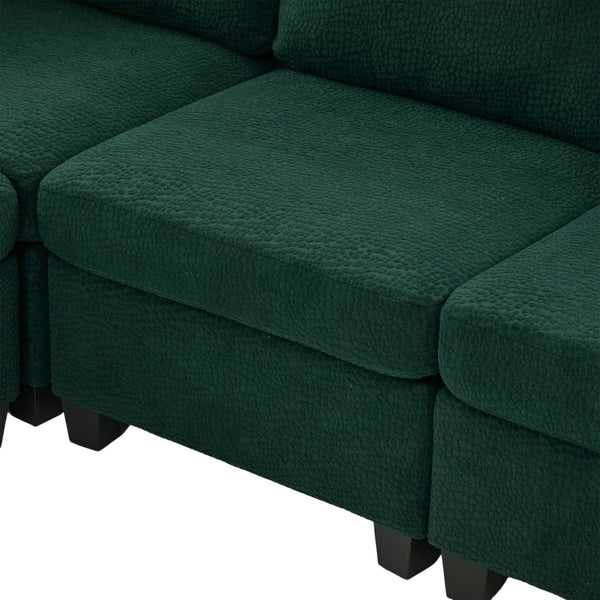 English Elm UNITED Modular 6-Seat Sectional Sofa with Removable Ottoman, Storage Compartments, Convertible Comfort Emerald W1568S00244