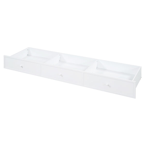 English Elm Full Size Wooden Daybed With Integrated Desk, Usb Ports, 3 Drawers & Modern White Finish N820S00018K