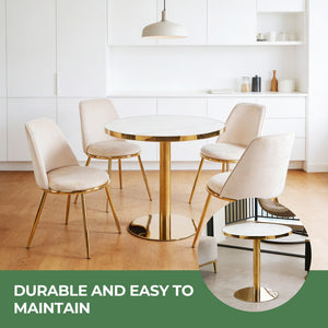 English Elm 31.5inch Tulip Pedestal Round Dining Table White Ceramic Top Mid-century Modern Seats Six W3766P436155