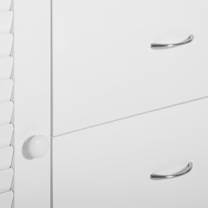 English Elm HOMCOM Modern Sideboard Buffet Cabinet with 4 Drawers & 2 Louvered Doors, White Storage Credenza W2225S00052