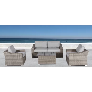 English Elm Stylish Outdoor Wicker Sofa Set For 4 With Plush Cushions - Fully Assembled & Weather-Resistant! B120S00028-GIGA