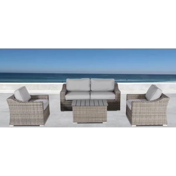 English Elm Stylish Outdoor Wicker Sofa Set For 4 With Plush Cushions - Fully Assembled & Weather-Resistant! B120S00028-GIGA