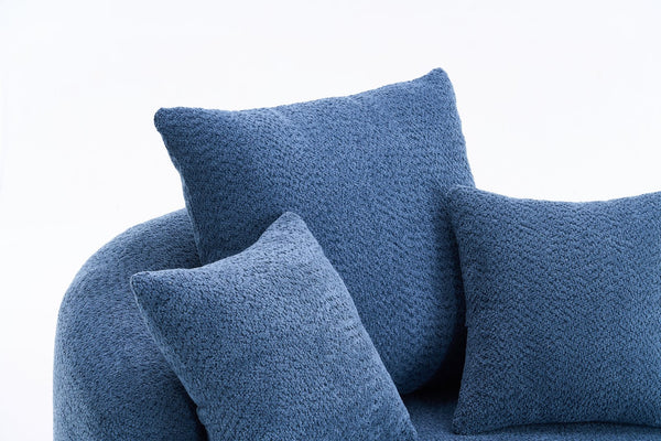 English Elm 360° Swivel Chair upholstered barrel accent chair with plush high-resilience foam and pillows for comfort Antique Blue,Blue W2231P264478