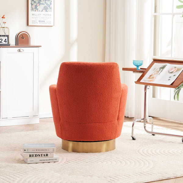 English Elm Teddy Round Swivel Barrel Chair with Gold Base — Plush Teddy Upholstery, 360° Comfort Seat, 300lb Capacity W1361P172477