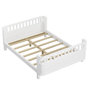 English Elm Twin Low Profile Pine Wood Kids Bed with Safety Rails and Fence Style Headboard W2593P367052