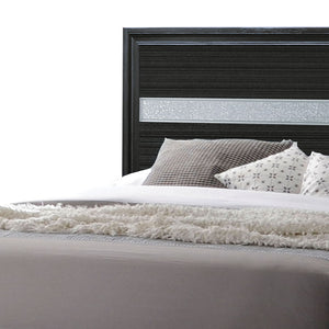 English Elm Black Twin Panel Bed With Glamorous Sparkling Inlay For Stylish And Compact Bedroom Spaces B062S00582