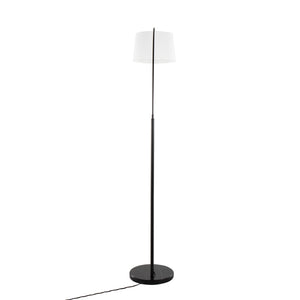 English Elm March Contemporary Floor Lamp - Elegant Black Marble Base & White Linen Shade For Modern Spaces B202S01369