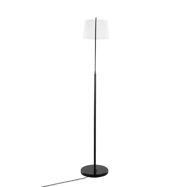 English Elm March Contemporary Floor Lamp - Elegant Black Marble Base & White Linen Shade For Modern Spaces B202S01369