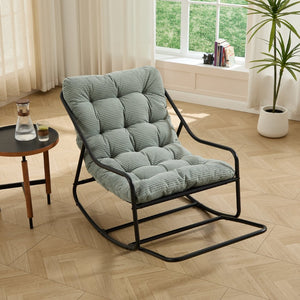 English Elm Outdoor Rocking Chair Steel Frame with Corduroy Cushion for Patio Bedroom Reading W640P443545