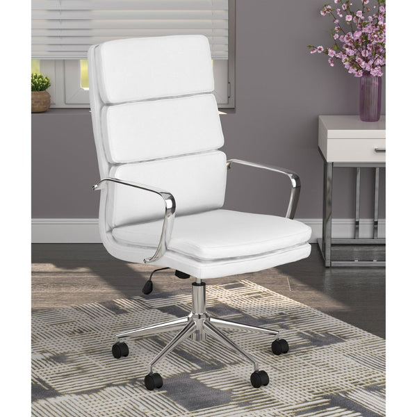 English Elm Molly Leatherette High Back Office Chair with Chrome Base and Ergonomic Arm Support B062P451989