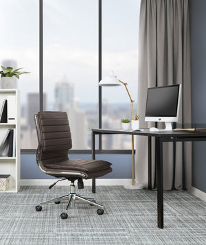 OSP Home Furnishings Armless Mid-back Faux Leather Office Chair with Lumbar Support and Chrome Base Espresso SPX23592C-U1