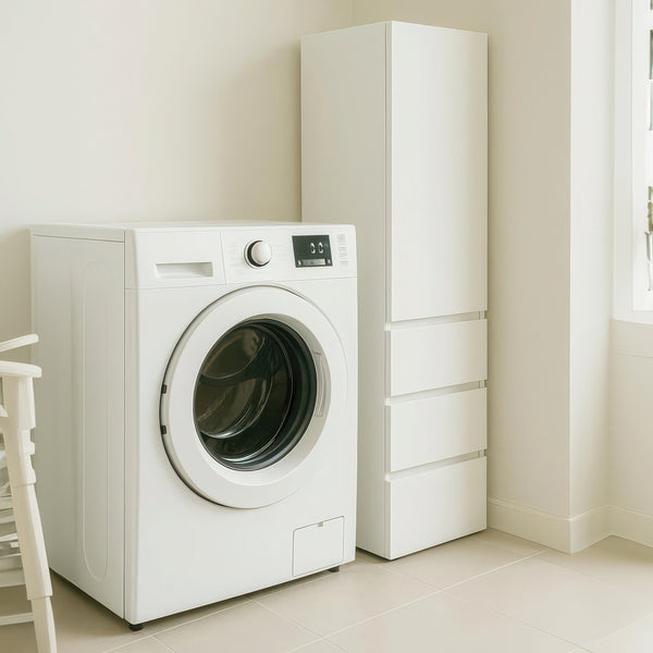 English Elm Elise Slim Modular Wood Closet Cabinet in White — Tall 108" Storage Unit with Drawers, Durable Melamine Finish B040P311966