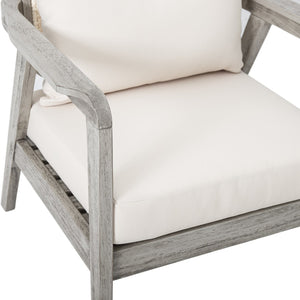 English Elm Outdoor Acacia Wood Club Chair Deep Seating Woven Back Patio Lounge Resort Style N780P171149G-2